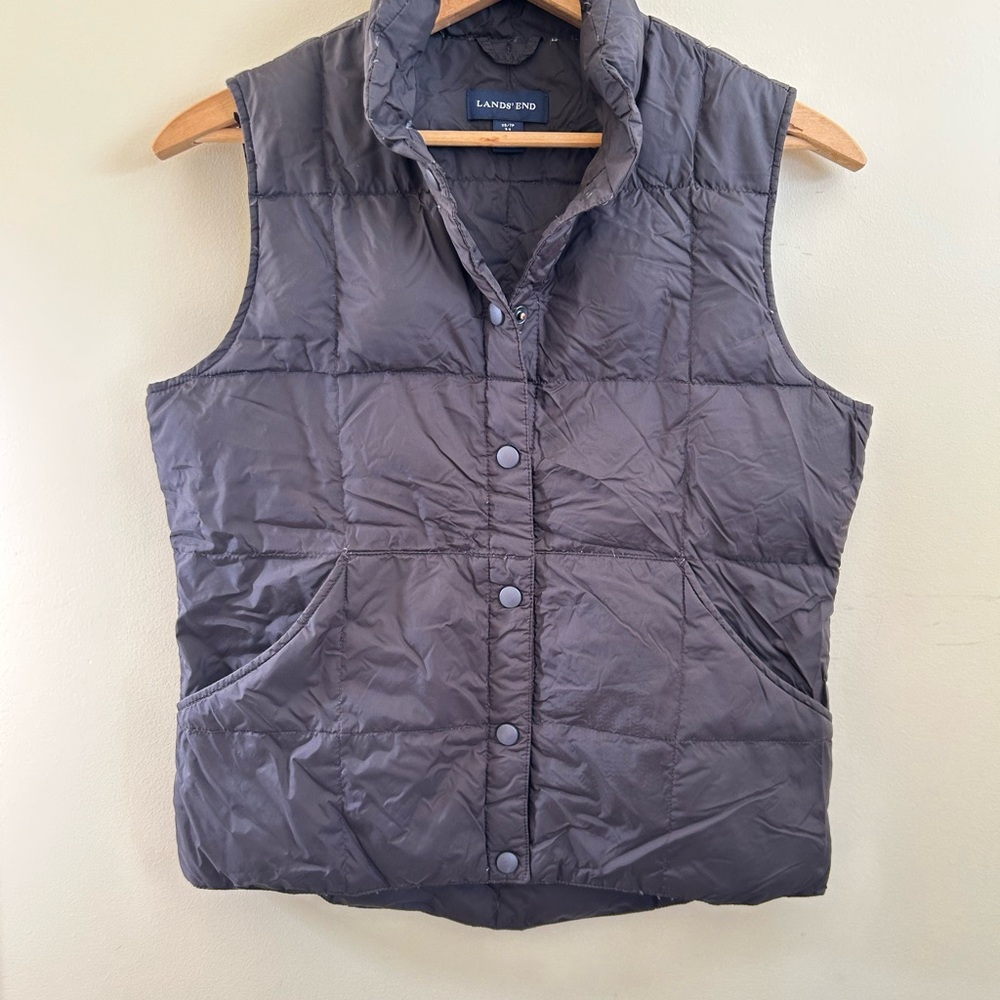 Lands' End Dark Brown Down Filled Puffer Vest